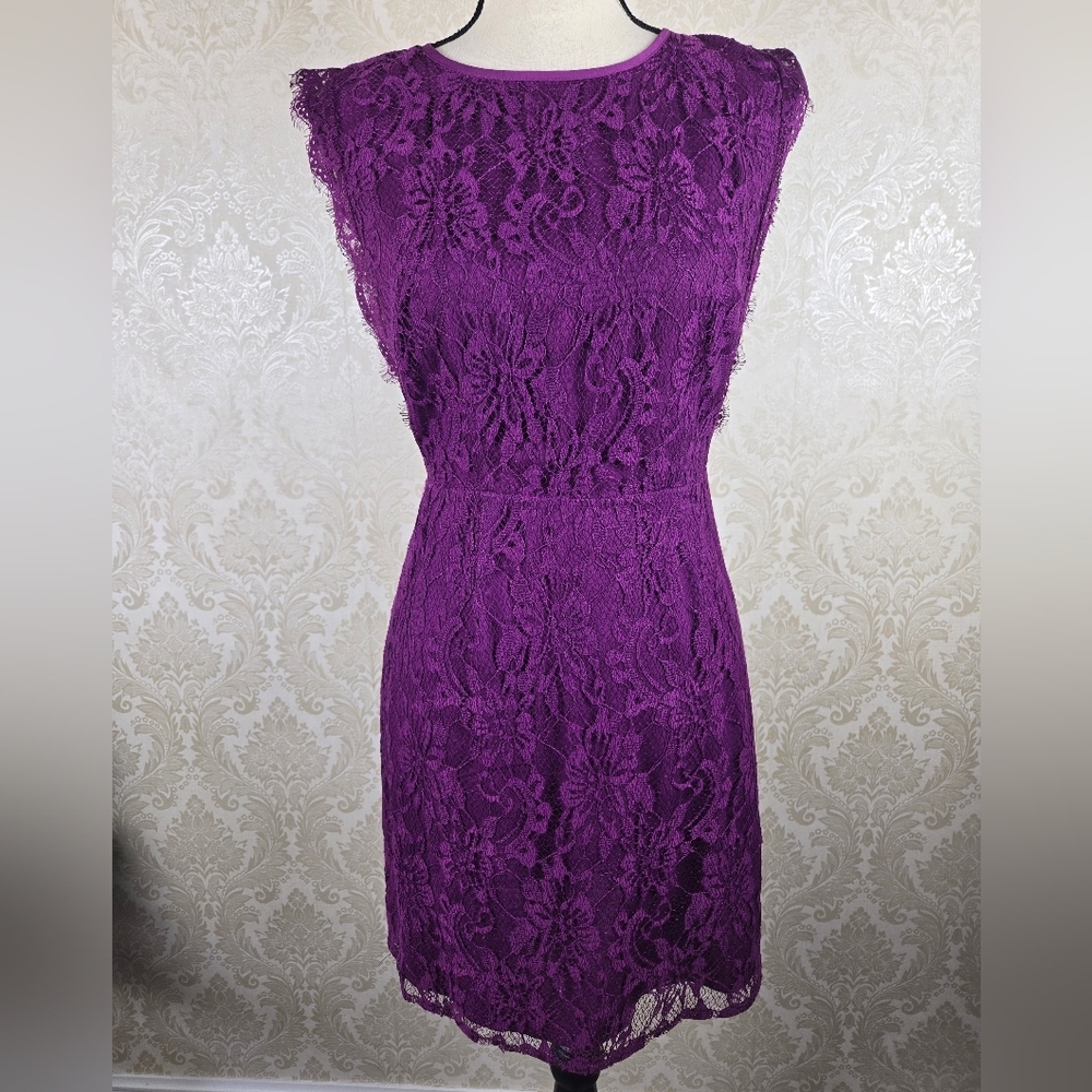 Kimchi Blue Size 4 Purple Lace Dress Open Sides Low Back Pencil Skirt Party